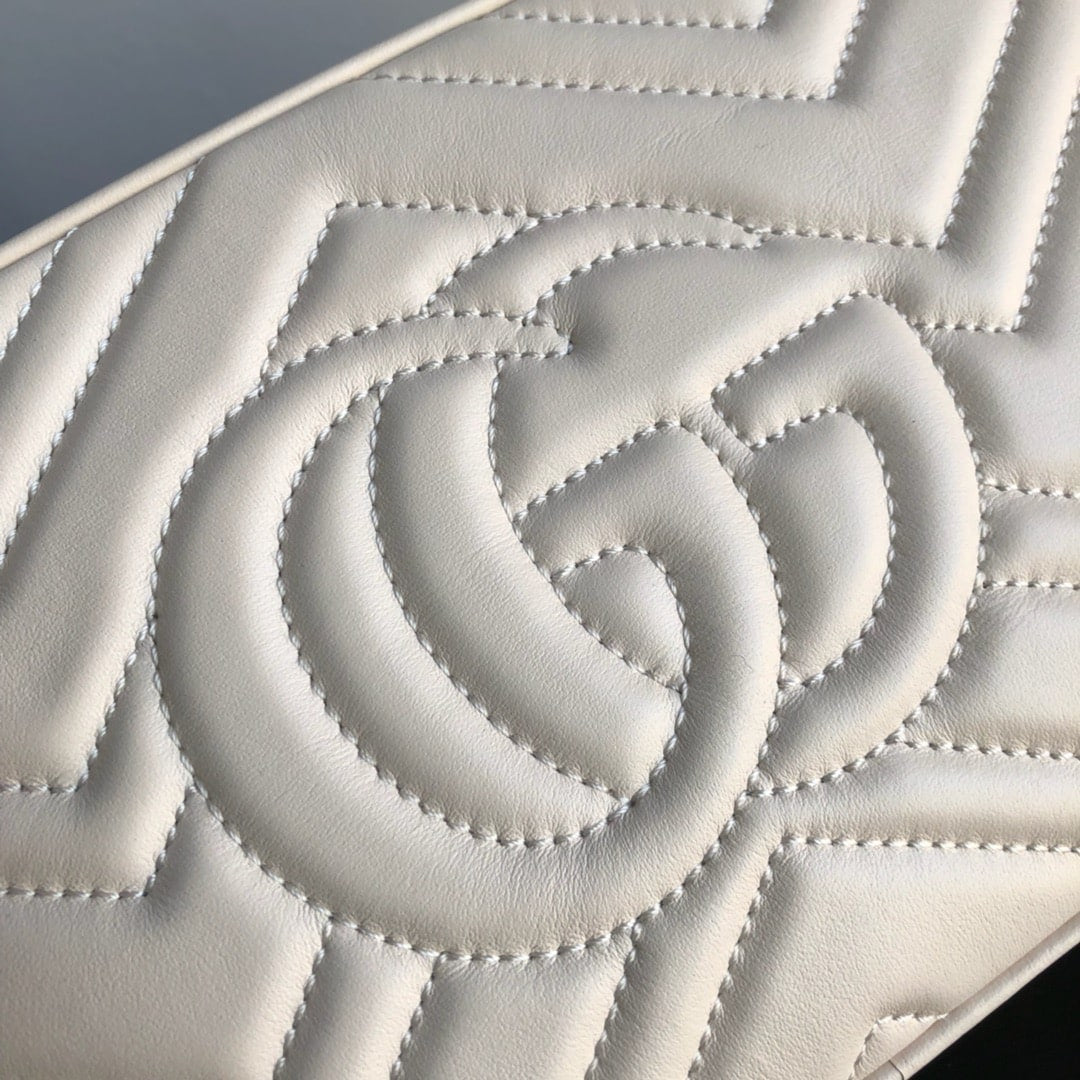 Gucci GG Marmont Small Shoulder Bag White 24cm ‎447632 DTD1T 9022