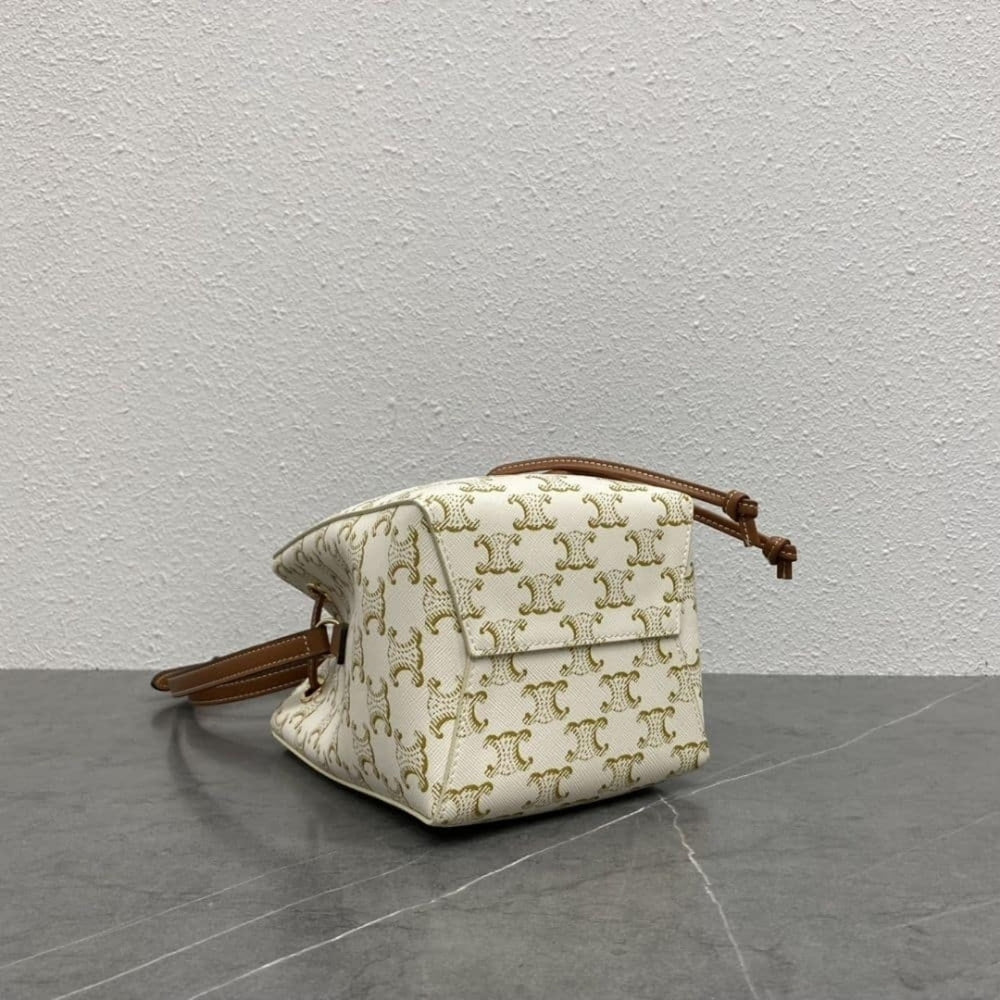 Mirror Quality – Celine Micro Sailor In Triomphe Canvas White And Tan 17Cm 10M742GCE 01TA