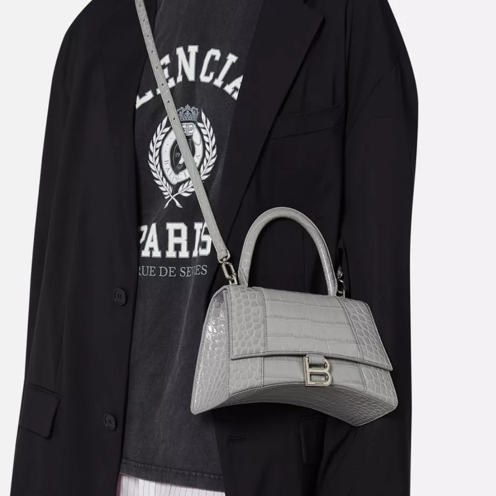 Balenciaga Hourglass Small Top Handle Bag Grey 23cm