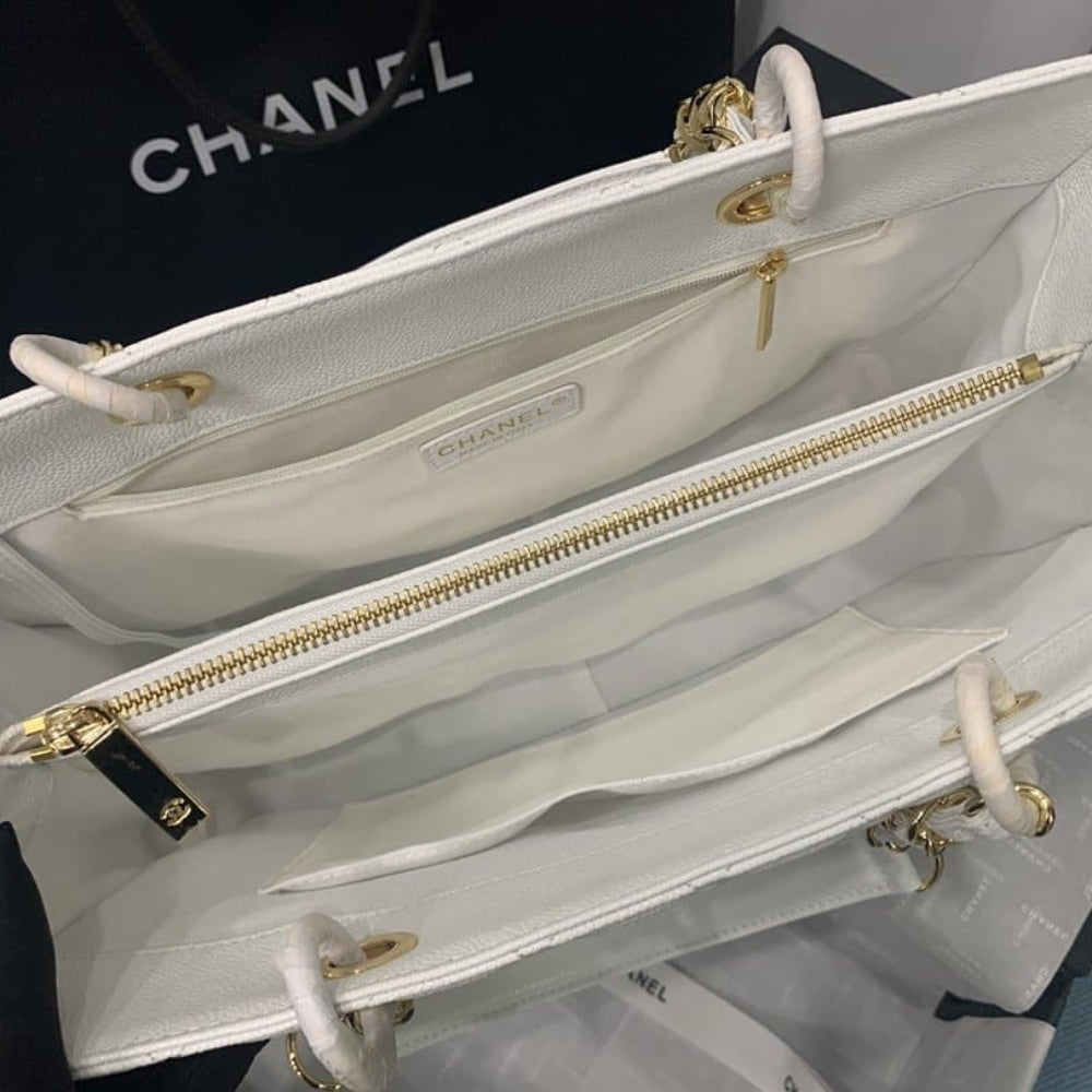 Chanel Bolsa Grand Tote Bag White 33cm