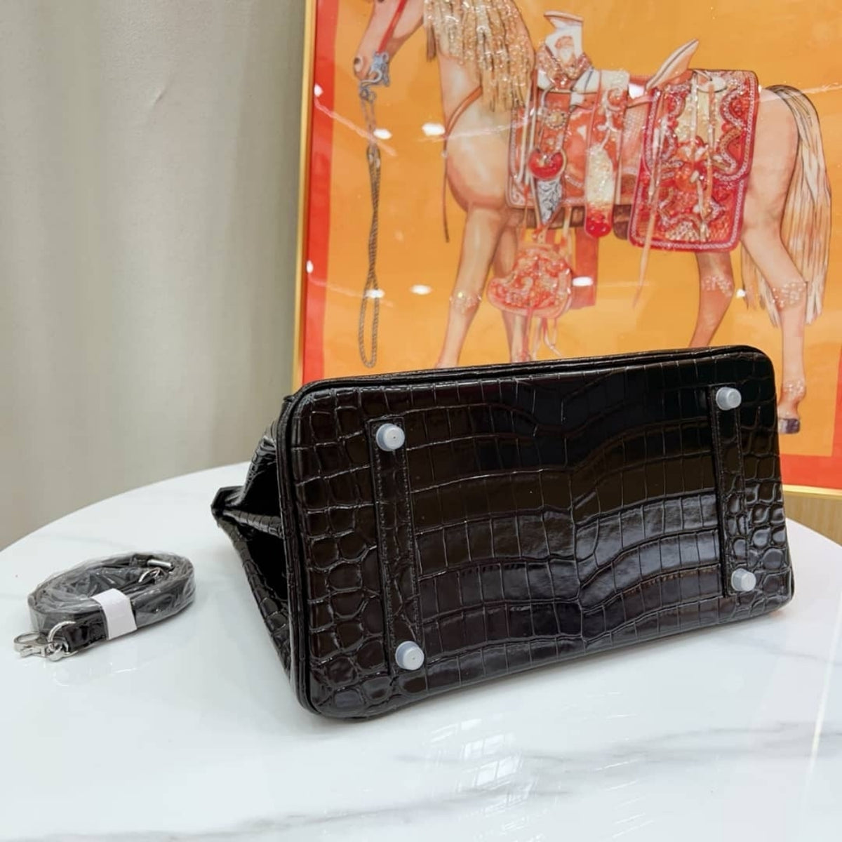 Hermes Birkin Silver Hardware Black Shiny 25Cm