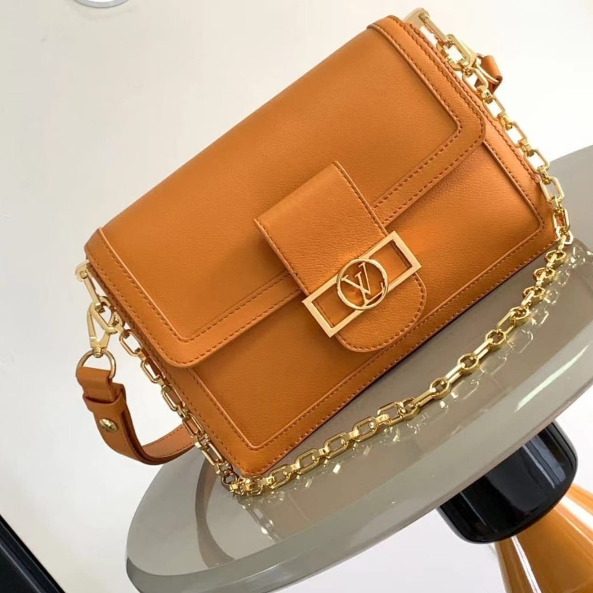 Mirror Quality – Louis Vuitton Dauphine Soft MM Bag Orange 24Cm M25048
