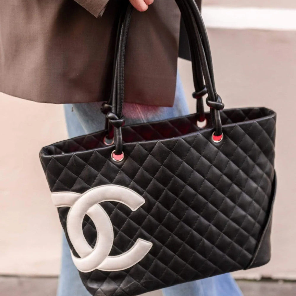 Chanel Cambon Line Medium Tote Bag In Black 28cm