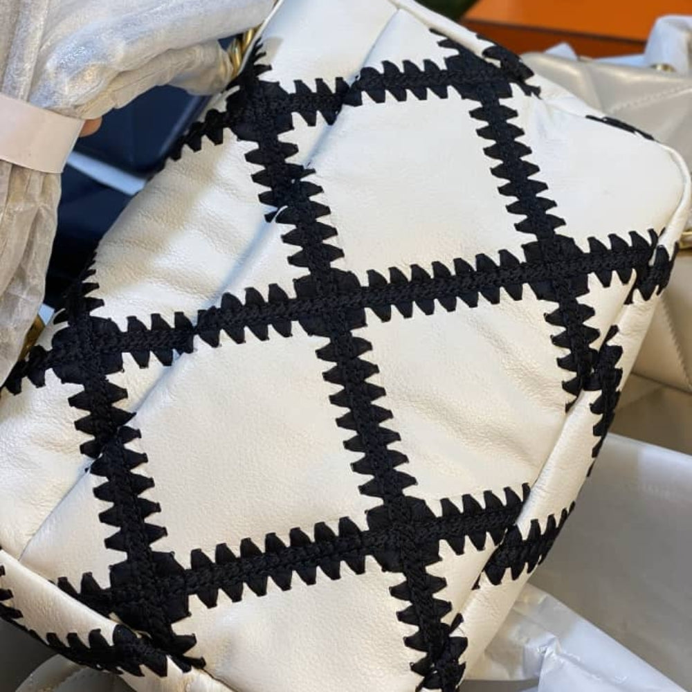 Chanel 19 Large Stitch Crossbody Bag White 24cm