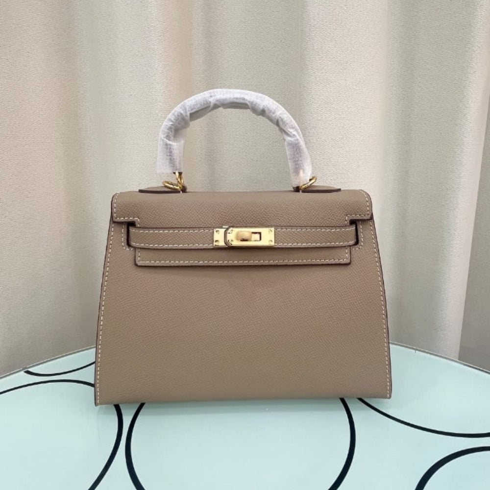 Mirror Quality – Hermes Kelly Mini Epsom Handbag Gold Hardware Etoupe 22Cm