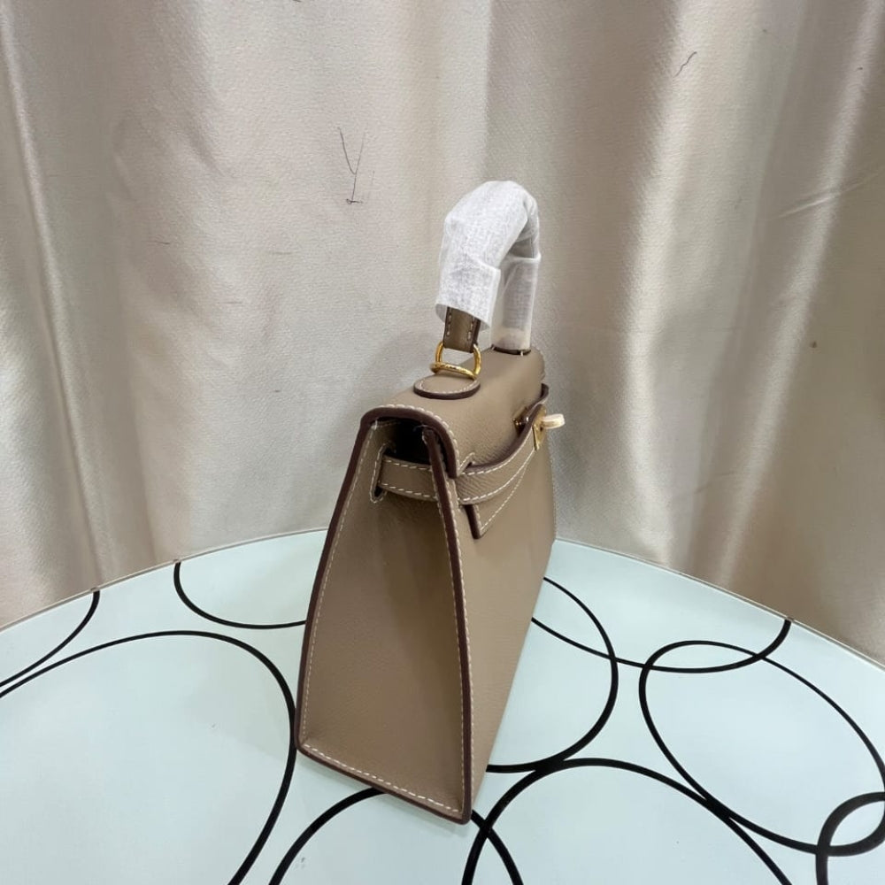 Mirror Quality – Hermes Kelly Mini Epsom Handbag Gold Hardware Etoupe 22Cm