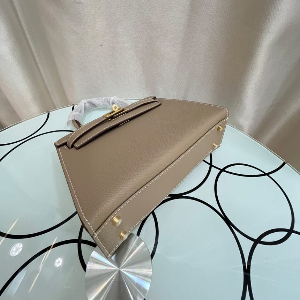 Mirror Quality – Hermes Kelly Mini Epsom Handbag Gold Hardware Etoupe 22Cm