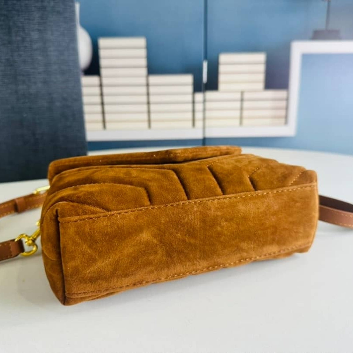 Saint Laurent Loulou Small Shoulder Bag In Suede Brown 22Cm