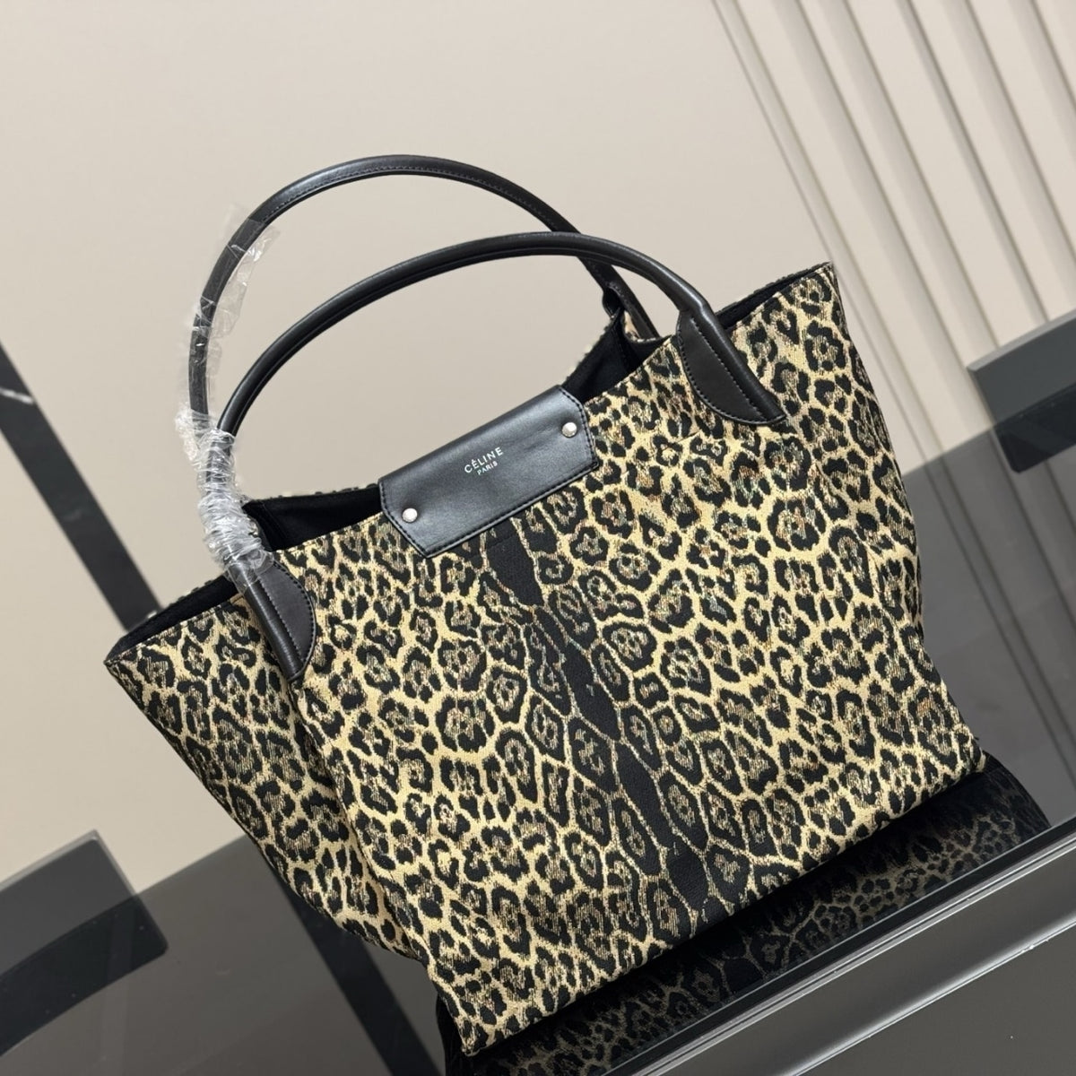 Celine Leopard Print Canvas Tote Bag 32Cm