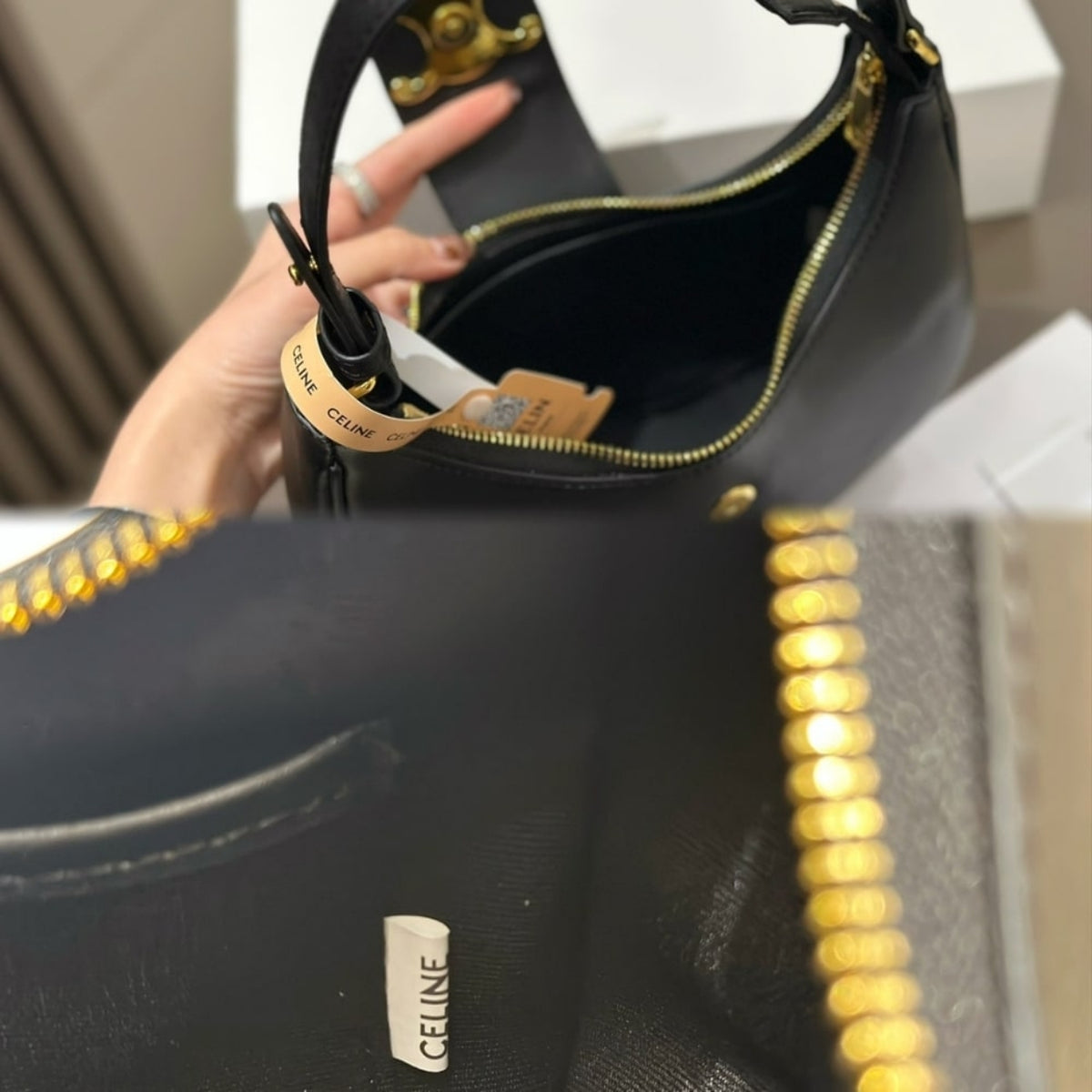Celine Medium Ava Triomphe Bag Black 24Cm 114493DGQ 38NO