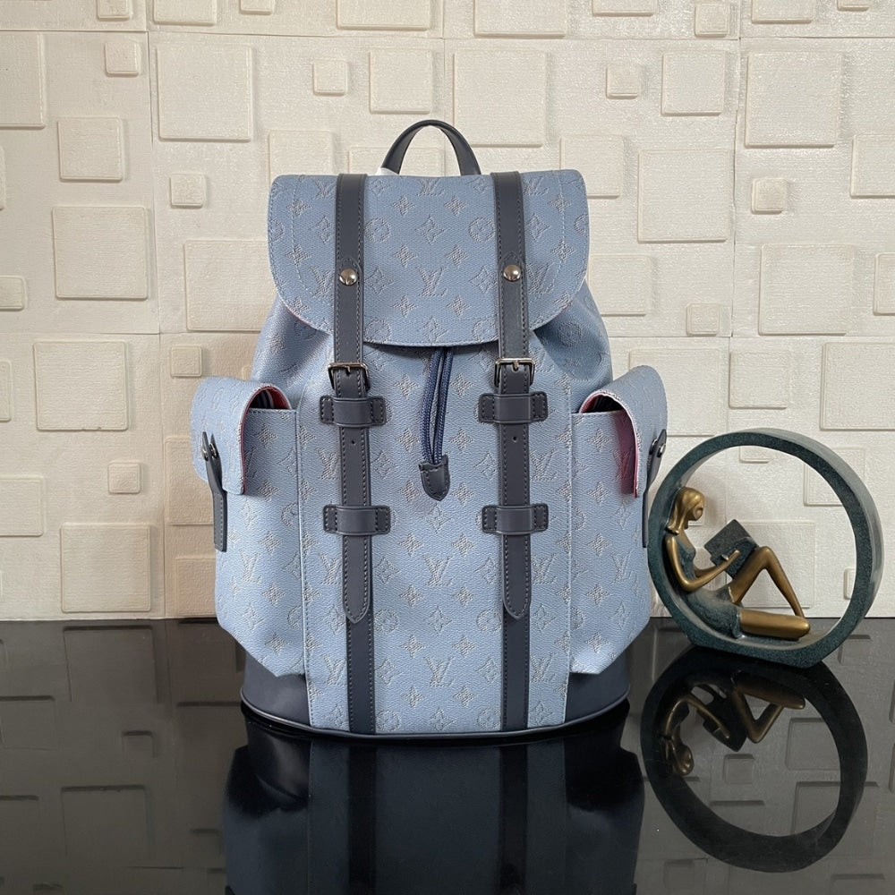 Mirror Quality – Louis Vuitton Christopher MM Backpack Monogram Heritage Blue 44Cm M14676