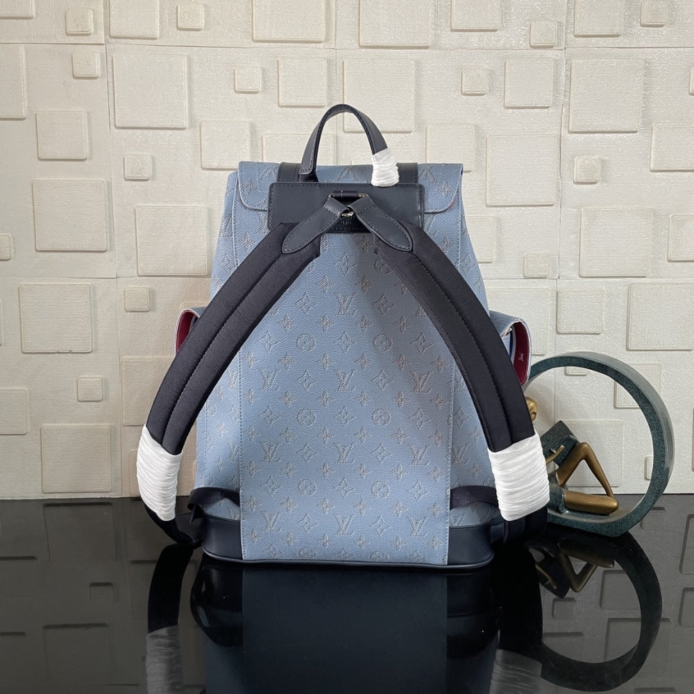Mirror Quality – Louis Vuitton Christopher MM Backpack Monogram Heritage Blue 44Cm M14676