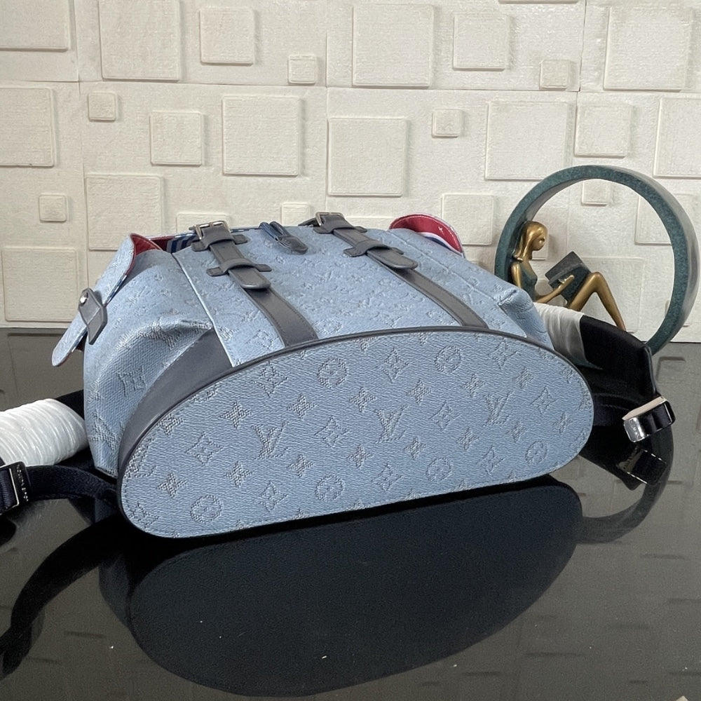 Mirror Quality – Louis Vuitton Christopher MM Backpack Monogram Heritage Blue 44Cm M14676