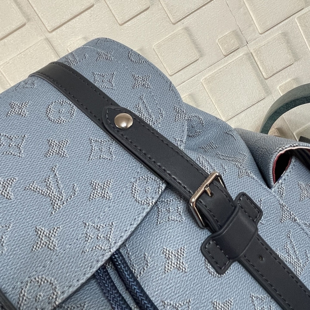 Mirror Quality – Louis Vuitton Christopher MM Backpack Monogram Heritage Blue 44Cm M14676