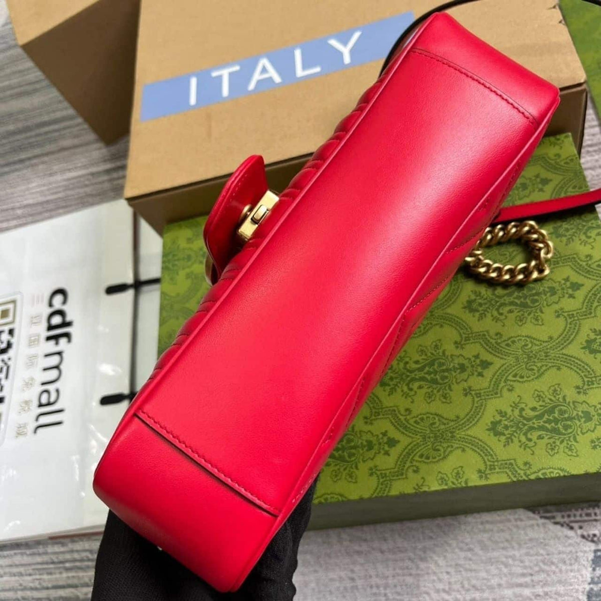 Gucci GG Marmont Matelassé Medium Bag Red 26Cm 443496 AABZC 6832
