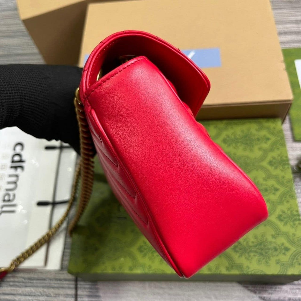Gucci GG Marmont Matelassé Medium Bag Red 26Cm 443496 AABZC 6832