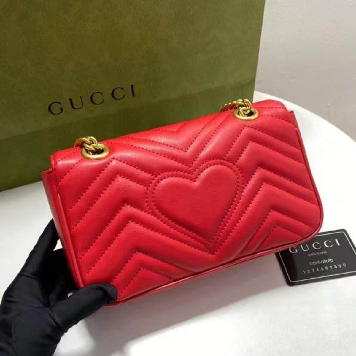 Gucci GG Marmont Matelassé Medium Bag Red 26Cm 443496 AABZC 6832