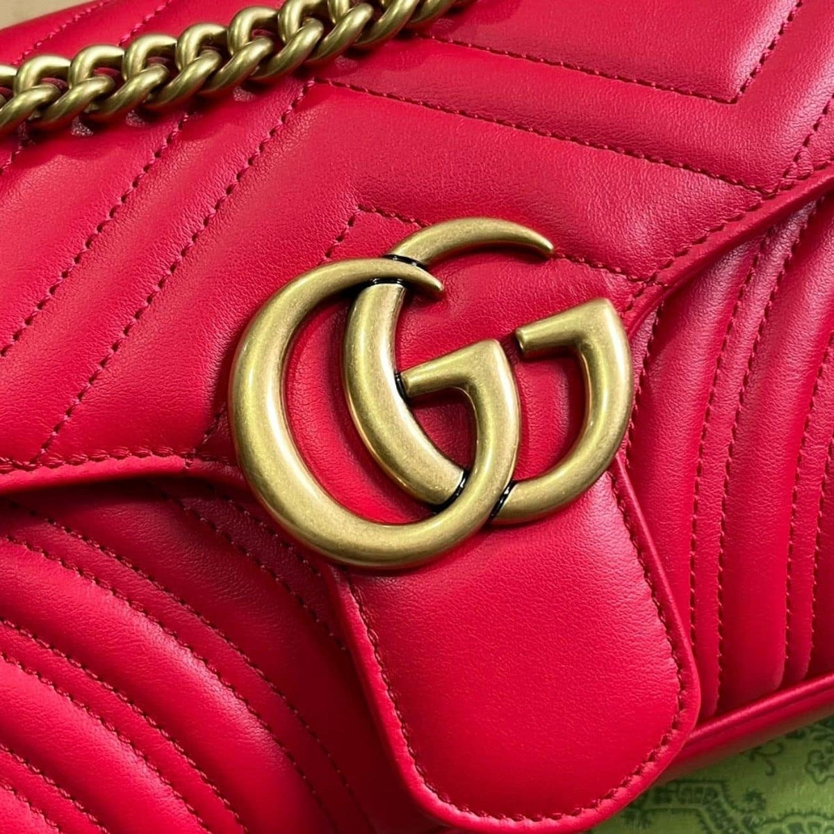 Gucci GG Marmont Matelassé Medium Bag Red 26Cm 443496 AABZC 6832