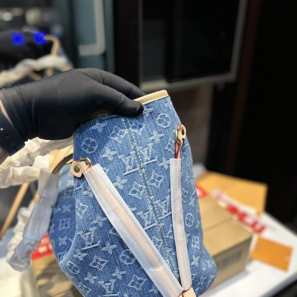 Louis Vuitton Neverfull Monogram MM Handbag Denim 28cm