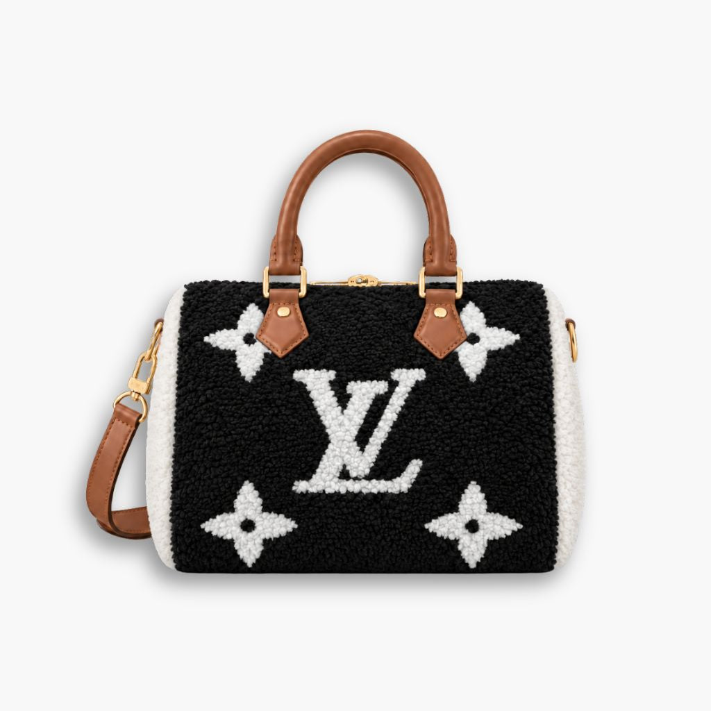 Louis Vuitton Speedy Bandouliere 25 Monogram Teddy Black White 25cm