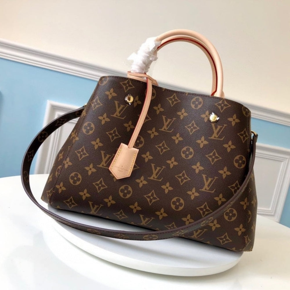 Mirror Quality – Louis Vuitton Montaigne MM Bag Monogram Canvas Brown 33Cm M41056