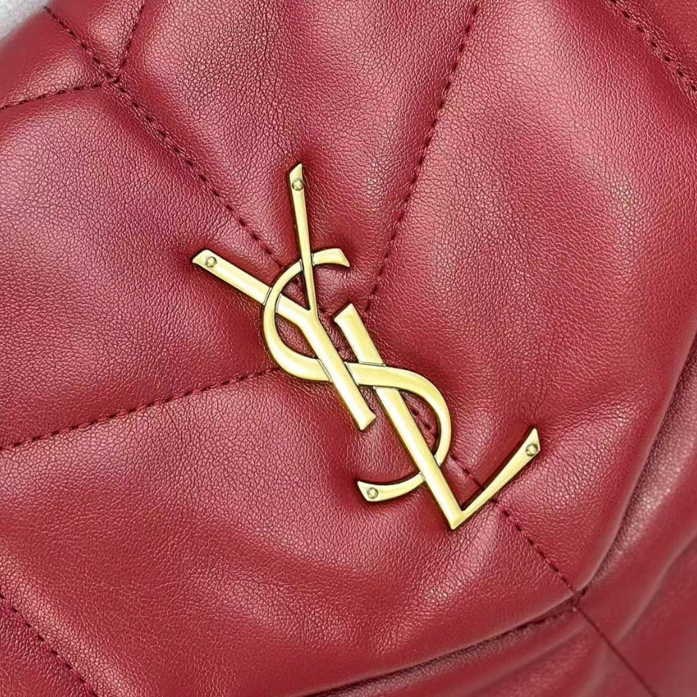 Saint Laurent Loulou Puffer Small Leather Shoulder Bag Red 29cm 5774761EL076937