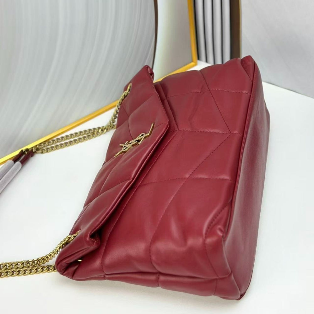 Saint Laurent Loulou Puffer Small Leather Shoulder Bag Red 29cm 5774761EL076937