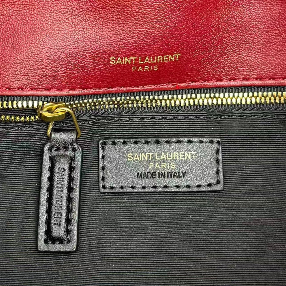 Saint Laurent Loulou Puffer Small Leather Shoulder Bag Red 29cm 5774761EL076937