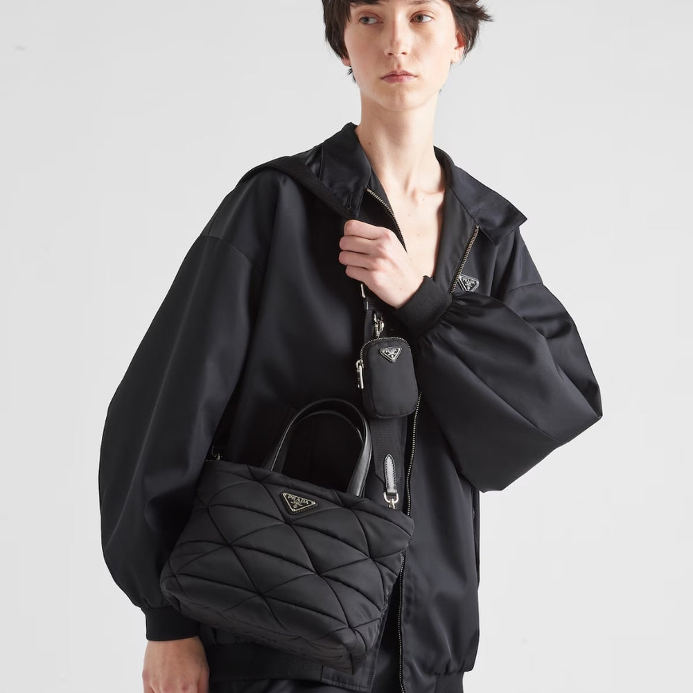 Prada Padded Re Nylon Tote Bag Black 24cm 1BG373 RDJN F0002 V B9O