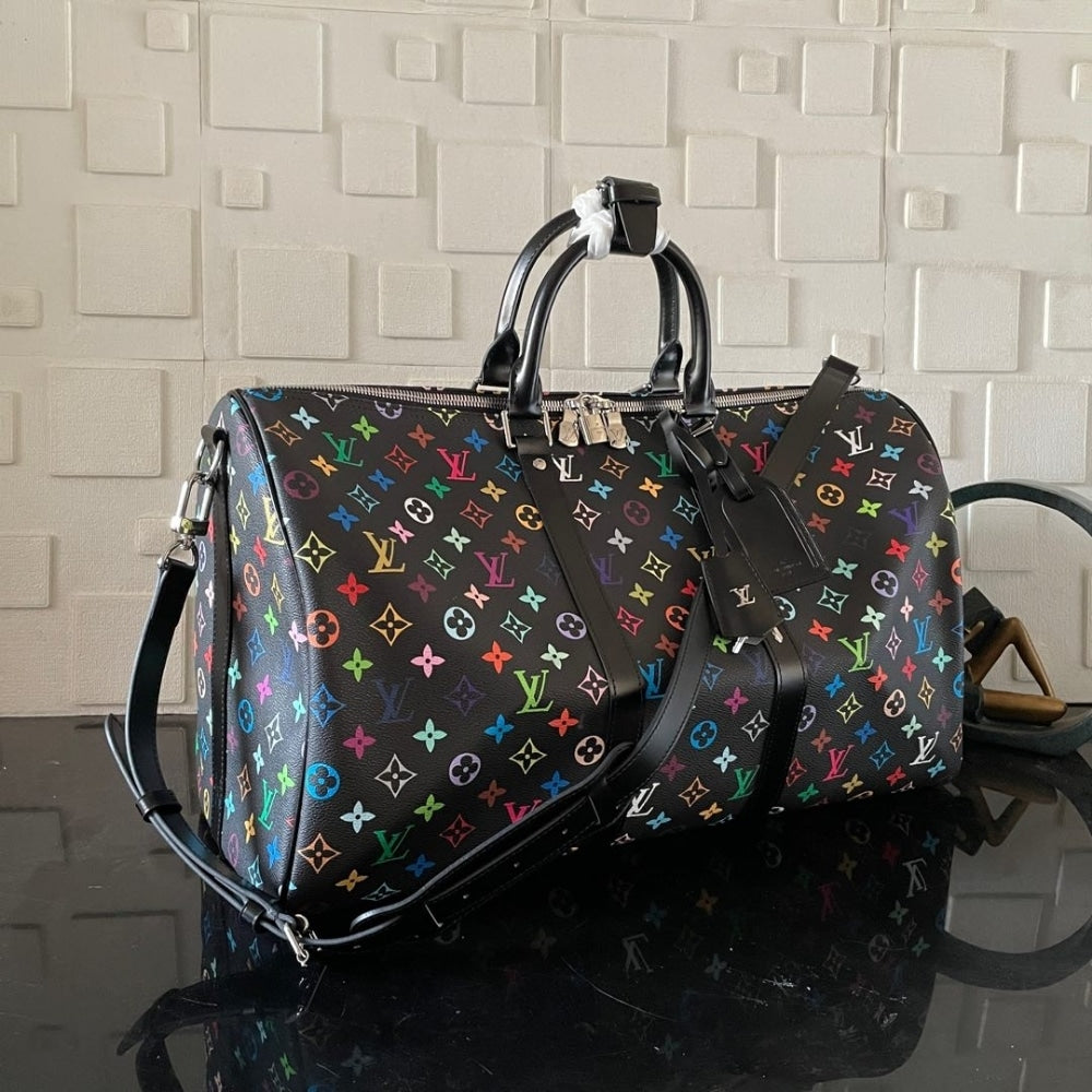 Mirror Quality – Louis Vuitton x Takashi Murakami Keepall Bandoulière 50 Bag Black 50Cm M13745
