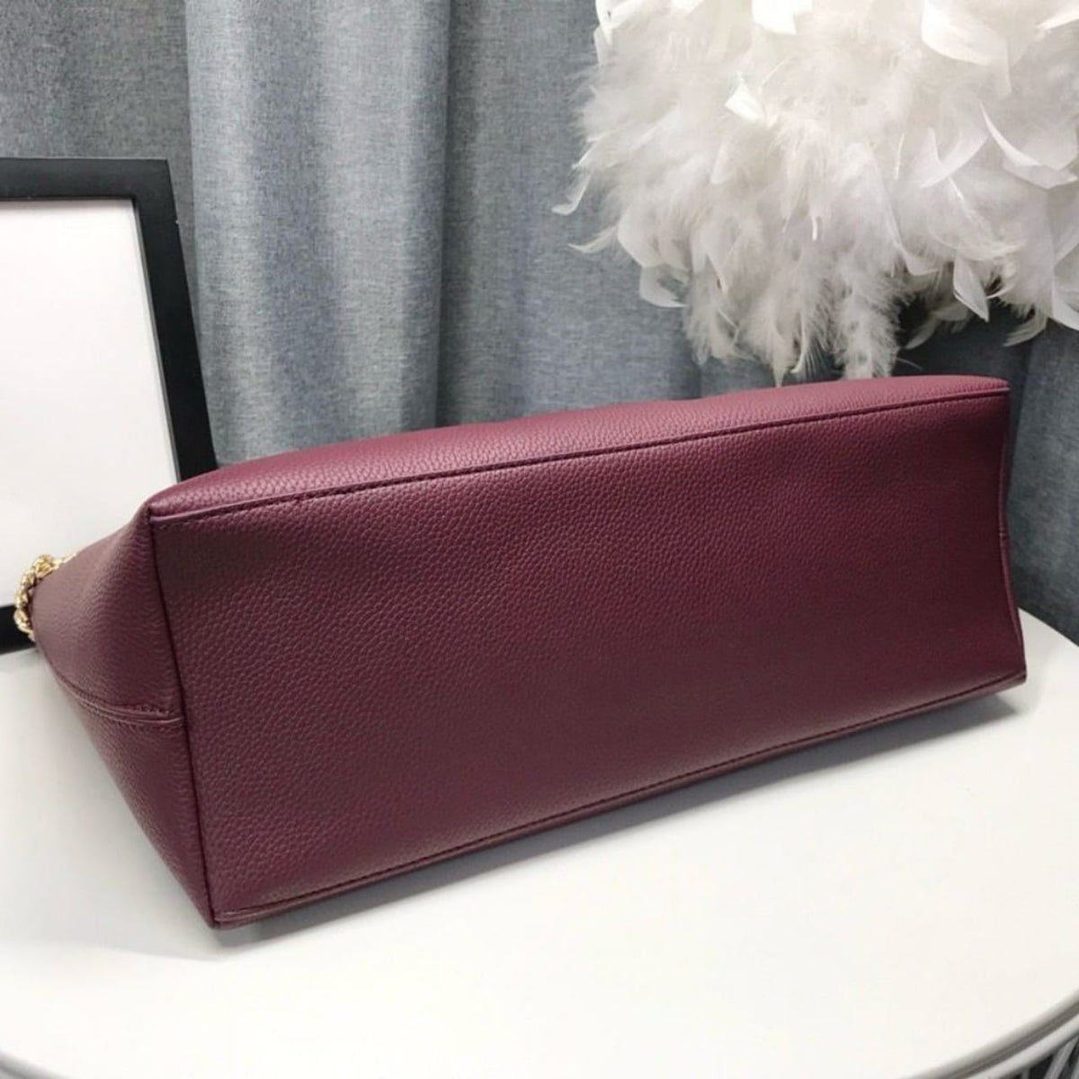 Gucci Soho Chain Tote Bag Dark Red 38Cm