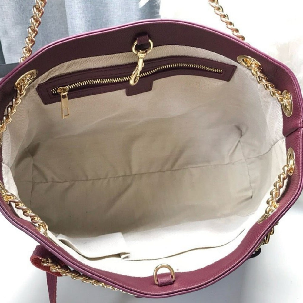 Gucci Soho Chain Tote Bag Dark Red 38Cm