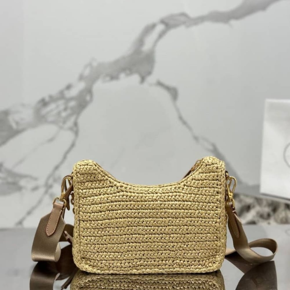 Mirror Quality – Prada Re Edition 2005 Crochet Bag Natural 22Cm