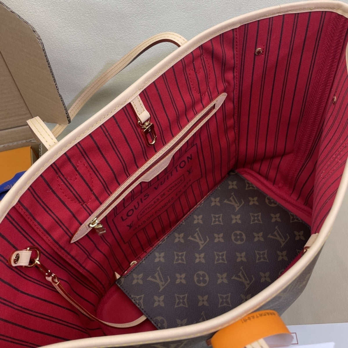 Mirror Quality – Louis Vuitton Neverfull MM Bag Monogram Canvas Cerise Red 31Cm M46987