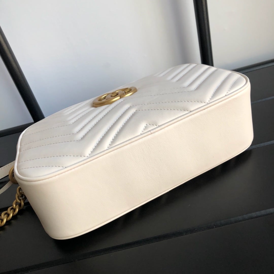 Gucci GG Marmont Small Shoulder Bag White 24cm ‎447632 DTD1T 9022