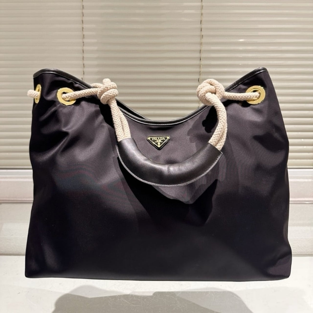 Prada Mariner Large Re Nylon Shoulder Bag Black 48Cm 1BC244 2HG8 F0002 V OOO