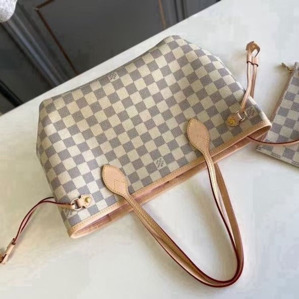 Mirror Quality – Louis Vuitton Neverfull PM Damier Azur Pink 29Cm