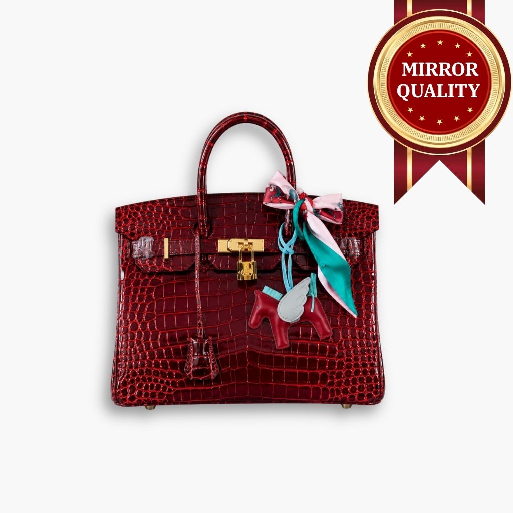 Mirror Quality – Hermès Limited Edition Birkin Crocodile Ghillies Bourgogne Shiny 30Cm Gold Hardware