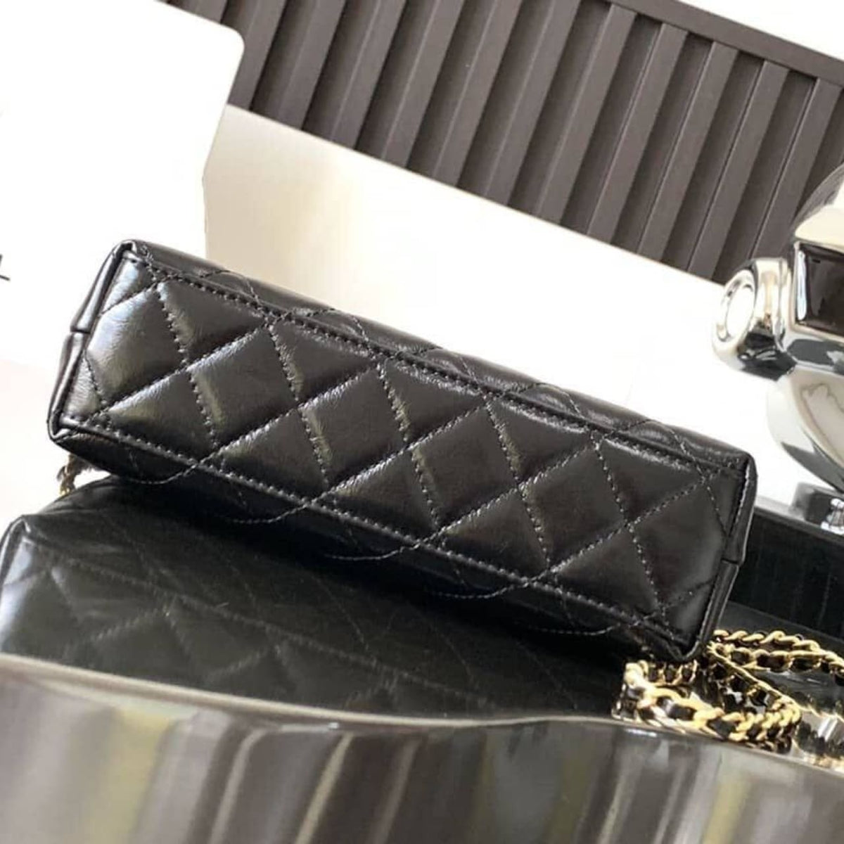 Mirror Quality – Chanel Flap Bag with Camellia Flower Chain Black 26cm