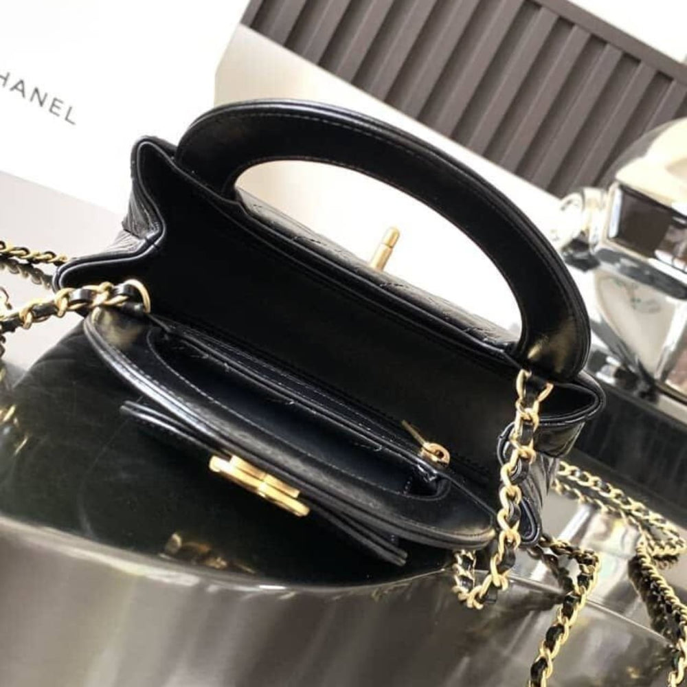 Mirror Quality – Chanel Flap Bag with Camellia Flower Chain Black 26cm