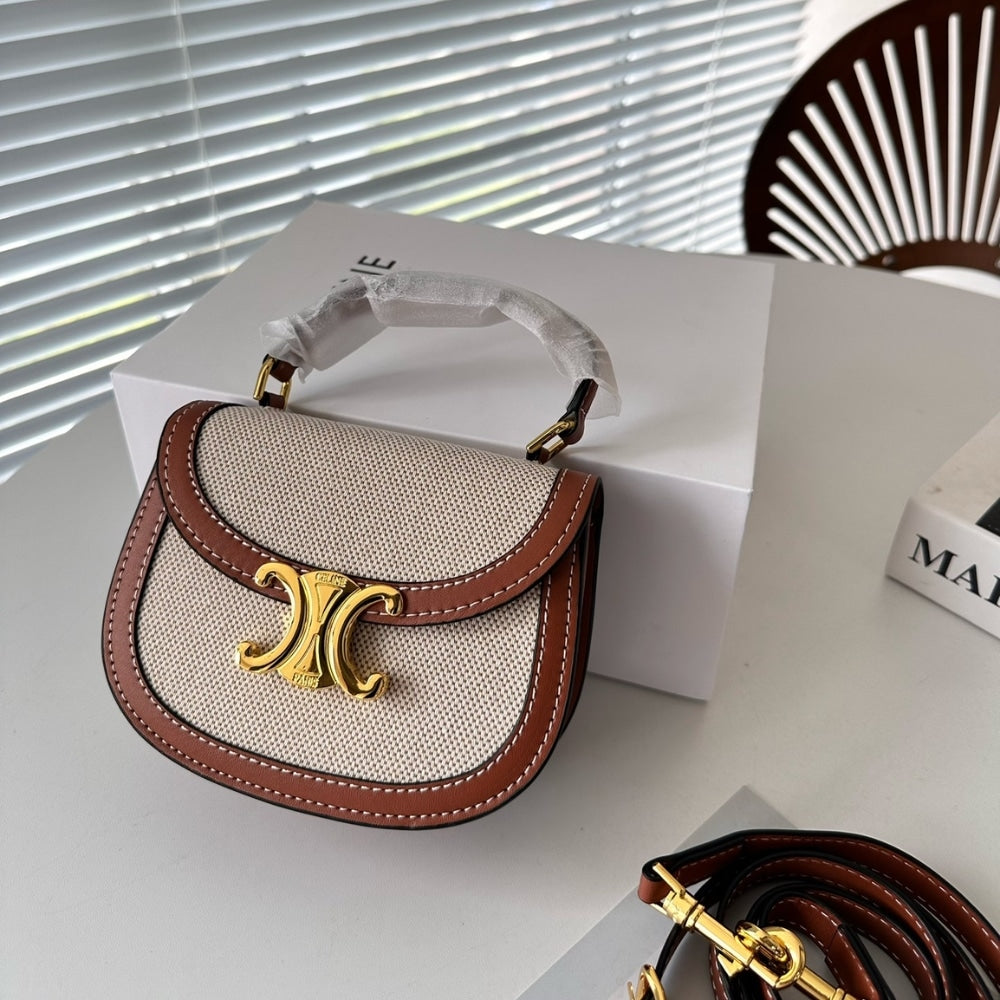 Celine Mini Besace Clea In Brown And Beige 16cm 10K502FA302NT