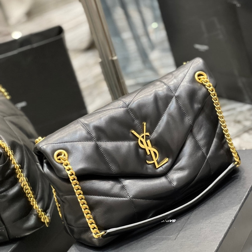 Saint Laurent Puffer Gold Tone Metal  Medium Black 35Cm