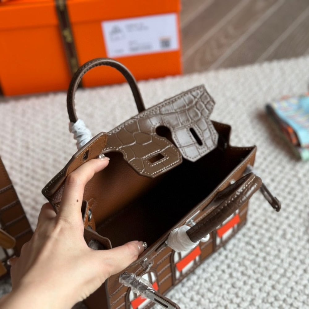 Hermes Sac Faubourg Birkin Matte Alligator Brown 25cm