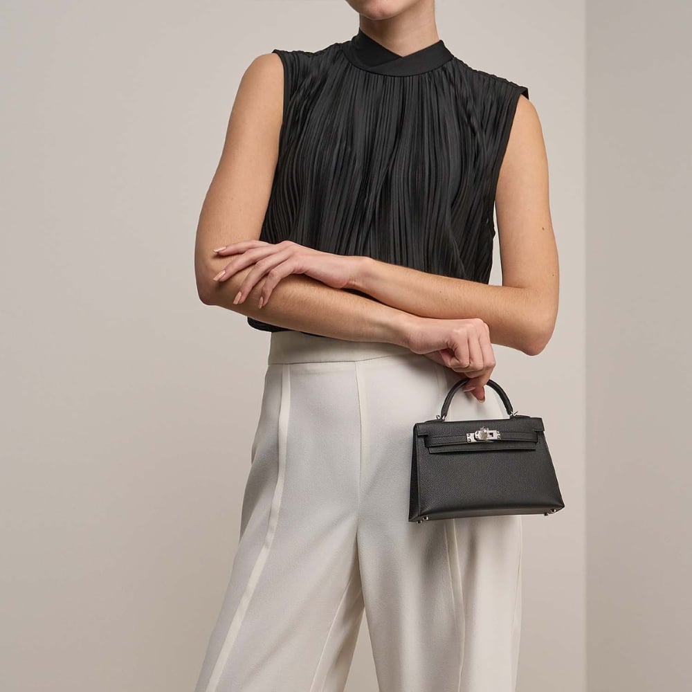 Hermes Kelly Mini Epsom Handbag Black 22cm