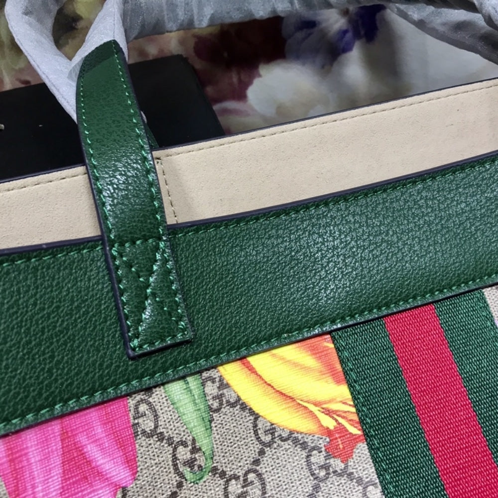 Gucci Ophidia GG Flora Medium Tote In Green 44cm