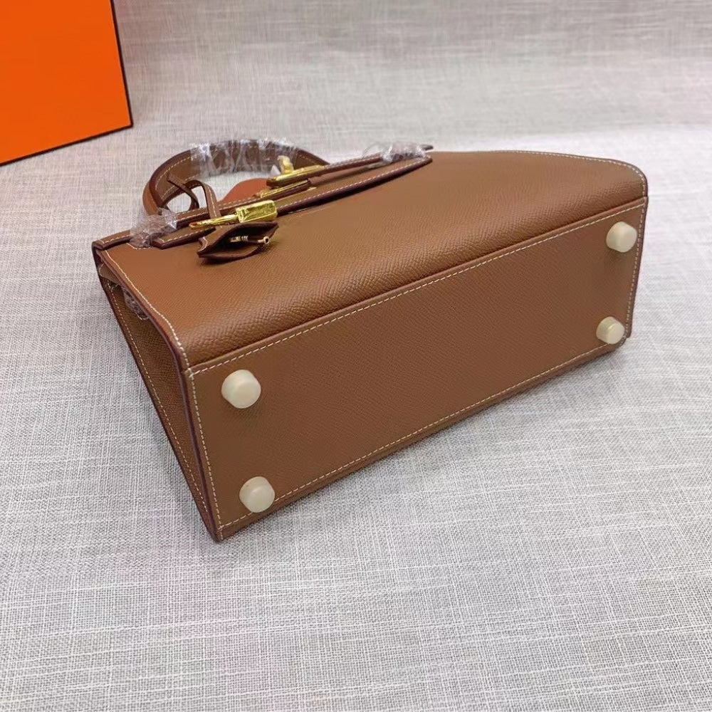 Hermes Sellier Kelly Handbag Brown 25cm