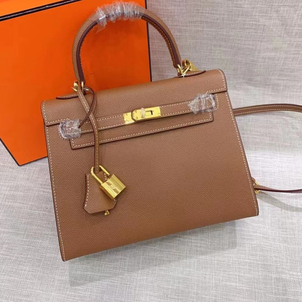 Hermes Sellier Kelly Handbag Brown 25cm