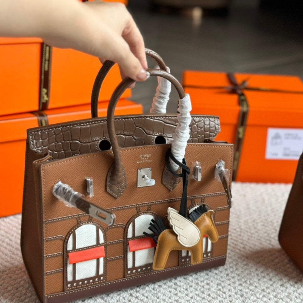 Hermes Sac Faubourg Birkin Matte Alligator Brown 25cm