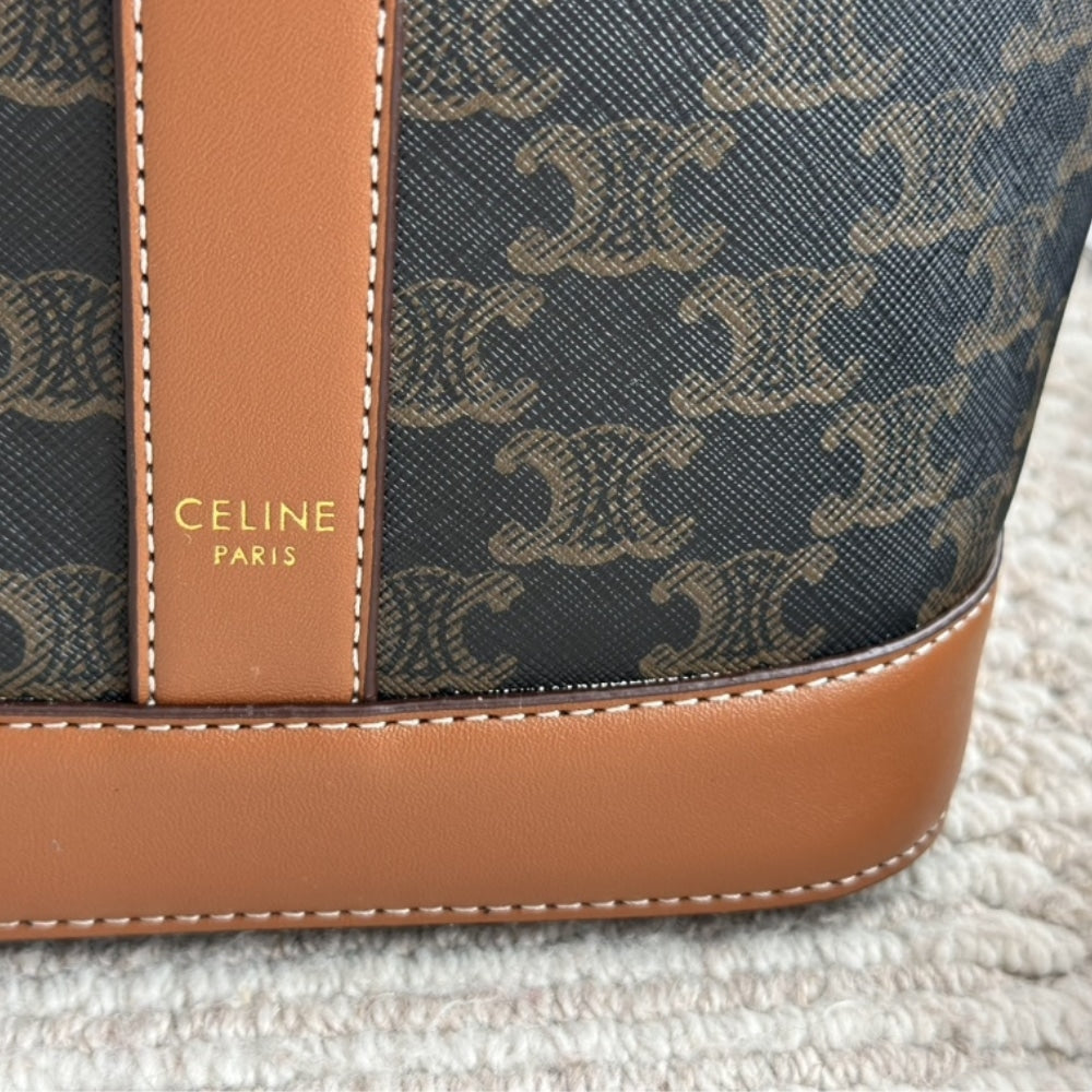 Celine Small Bucket Bag In Triomphe Tan 20cm 191442GH2 03TV
