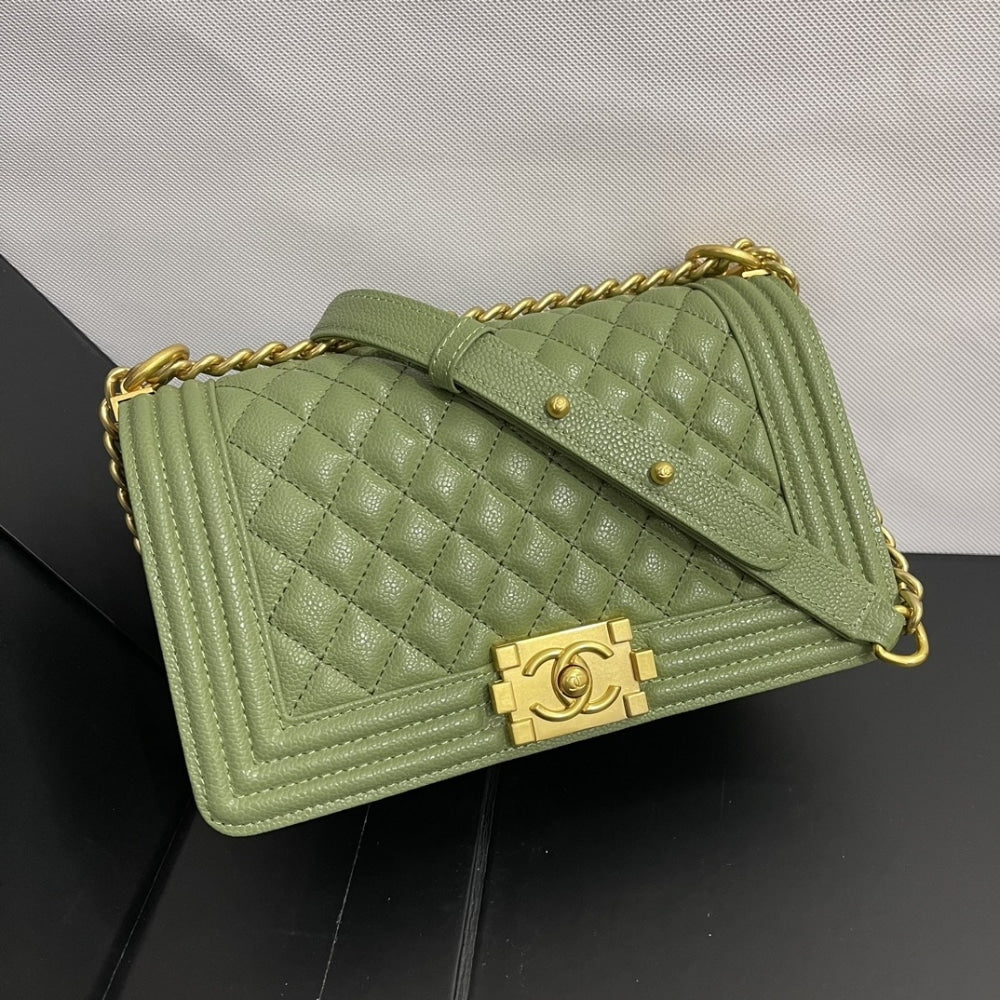 Chanel Medium Boy Bag Olive 25cm
